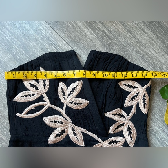 Free People Shadow Floral Appliqué Strapless Mini Dress Black Champagne Size M - Picture 14 of 15